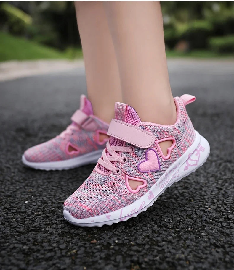 Girls Casual Shoes Children Light Mesh Sneakers Kids Summer Autumn Tenis Cute Sport Cartoon Running Sock Footwear Female