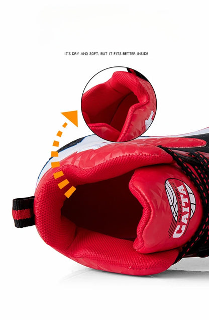 Boys Basketball Shoes High Quality Soft Top Thick Sole Non-slip Kids Sneakers Children Trainer Shoes Outdoor Boy Sport Basket