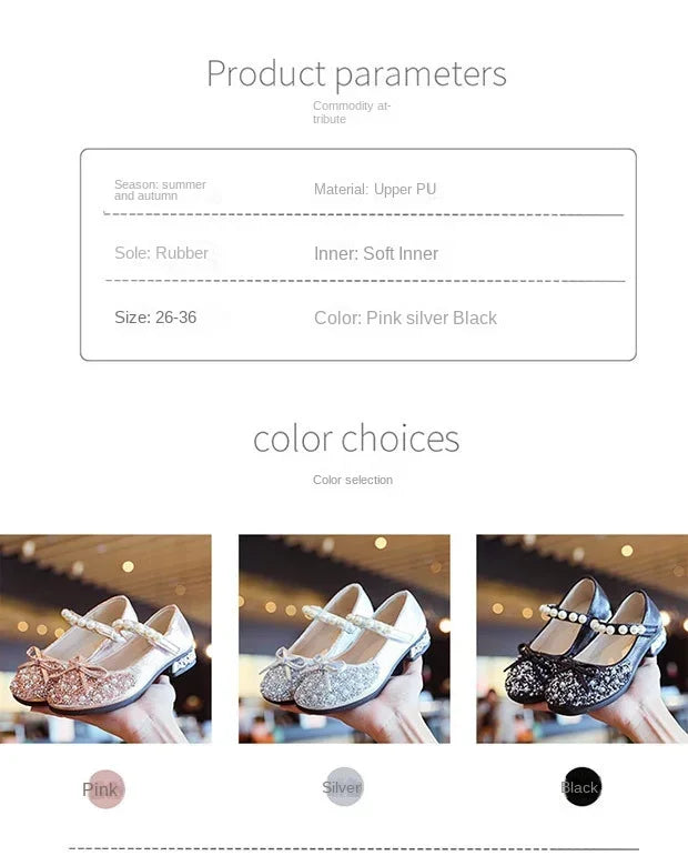 Princess Party Girls' Shoes Children's Wedding Shoes Mary Jane Flats Elastic Shoes Baby Fashion Pearl Diamond kids Dance Shoes