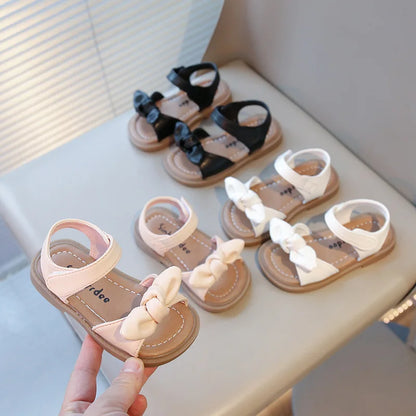 Girls Princess Sandals with Bow-knot Fashion Classic Baby Kids Beach Shoes Children Summer Sandals Simple Size 21-30 Hot Sale