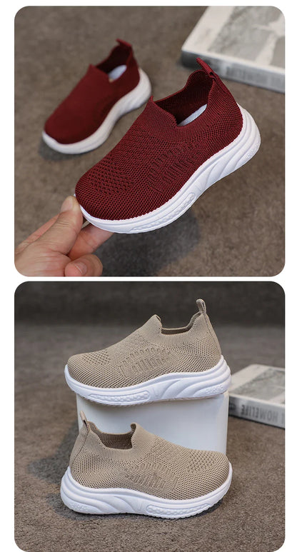 Lightweight Boys Girls Casual Shoes Breathable Slip on Kids Casual Sneakers Anti-slip Toddler Flats Outdoor Walking Shoes