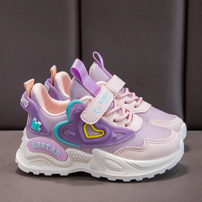 Children's Running Shoes Girls Sneakers Fashion Classic Hot Sale Kids School Casual Sports Shoes Anti-skid Pink with Love Heart