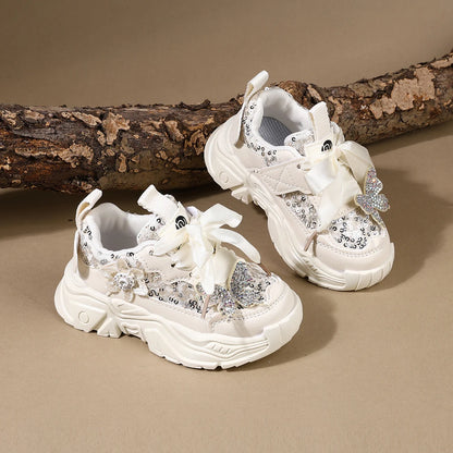 Children Shoes New Spring Toddler Girls Sport Shoes Bling Bling Soft Sole Breathable Outdoor Tennis Fashion Kids Sneakers