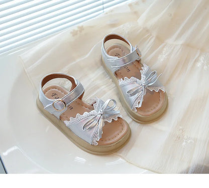 Girls Sandals Sweet Bow Toddler Kids Princess Beach Shoes Soft Sole Summer New Children Casual Shoes Breathable Non-slip