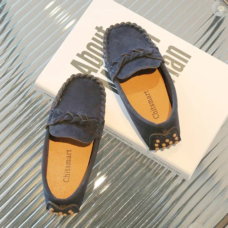 Boys Leather Shoes Fashion Kids Flats Loafers Slip-on Moccasins Classic Children Party Shoes 2024 Spring Autumn Soft Breathable