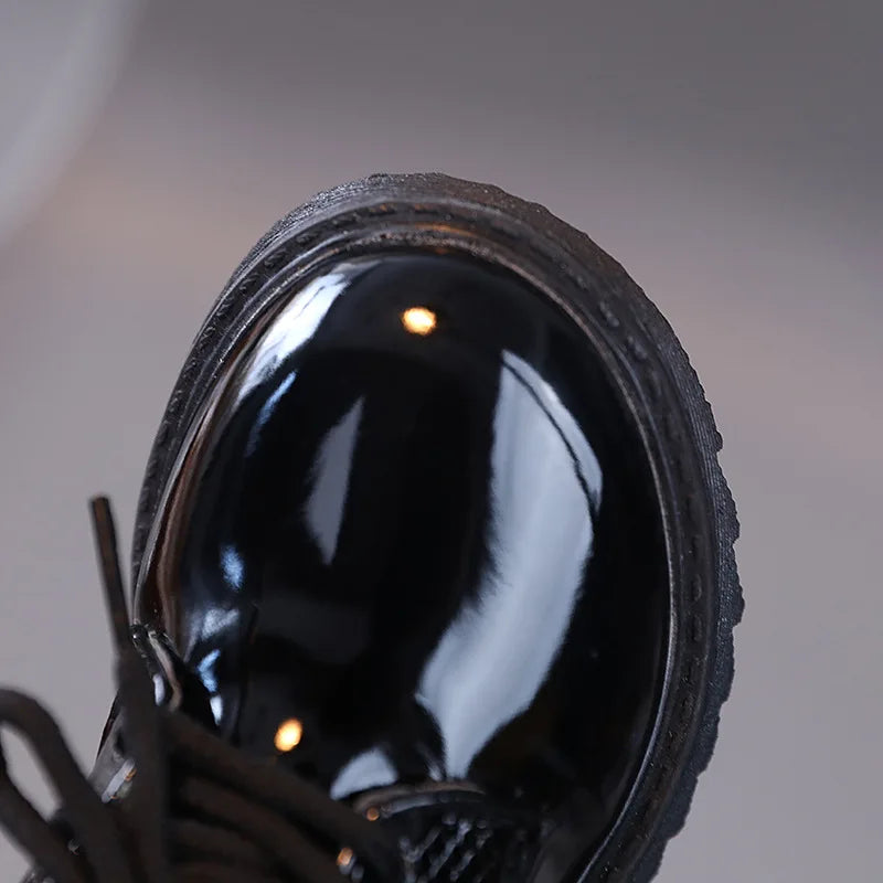 Boys Performance Leather Shoes Spring and Autumn New 2023 Britain Style All-match Black Children's Fashion Black Lace-up Simple