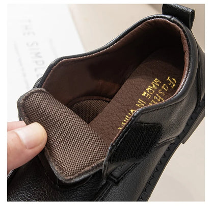 Boys Leather Shoes New Fashion Kids Causal School Formal Flat Shoes Black Brown Simple Performance Children Uniform Shoes