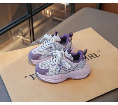 Kids Sneakers Mesh Breathable Girls Running Shoes Non-slip Thick Soft Sole New Children Sports Shoes Mesh Breathable Trendy