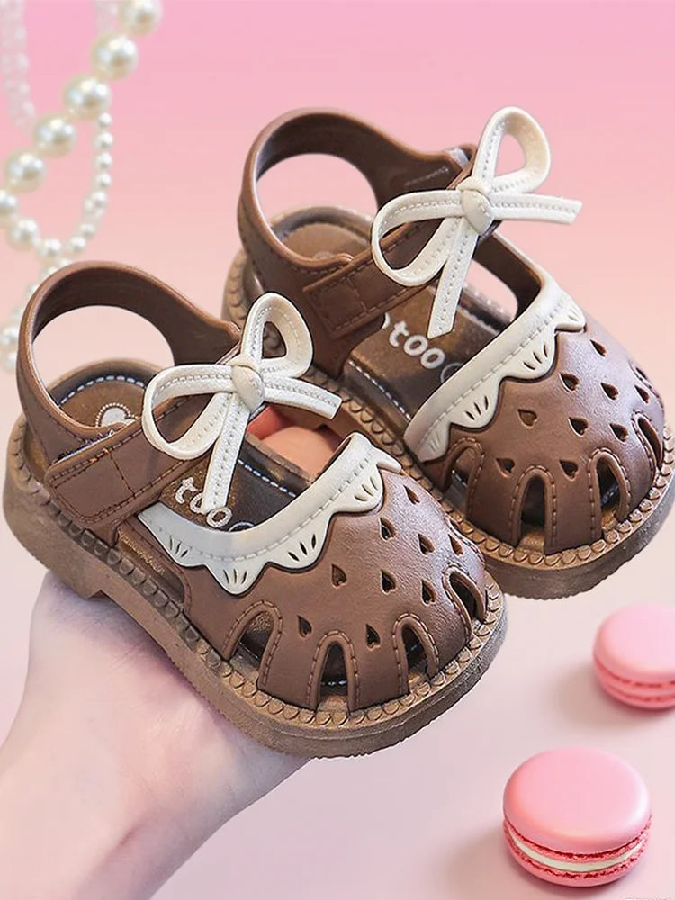 Baby sandals girls princess step shoes summer new baby shoes toe wrap kids cute
