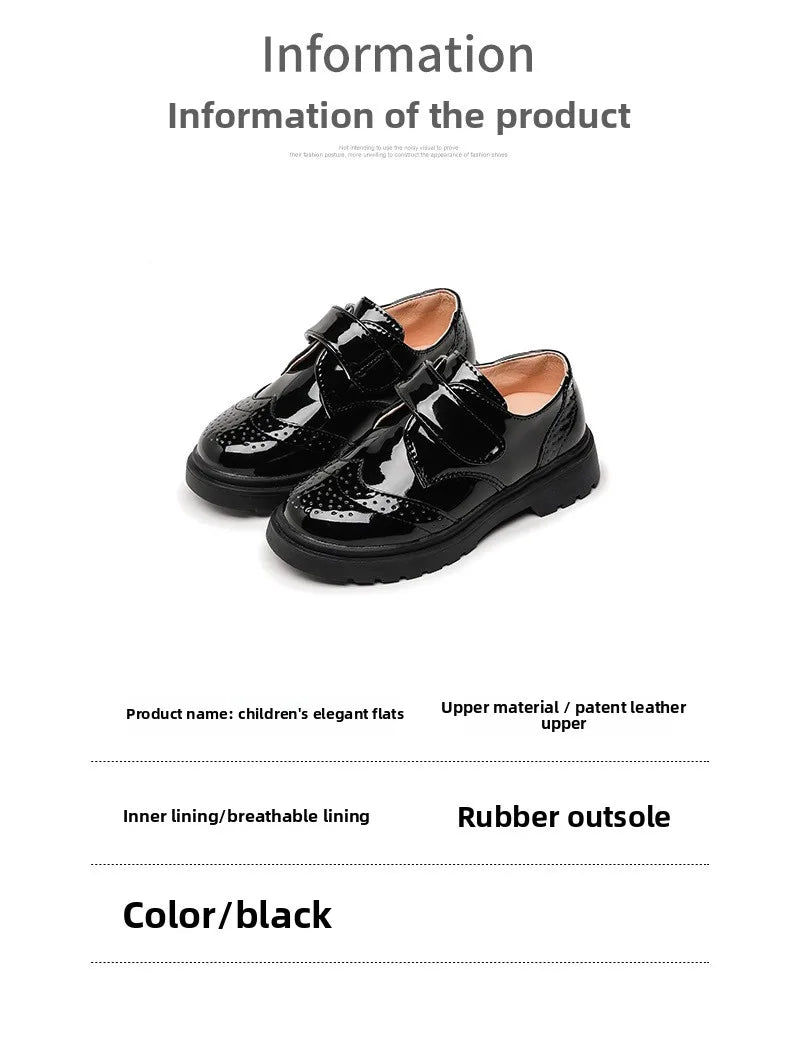 Kids Shoes For Boys Genuine Leather Shoes For Kids Wedding School Show Dress Flats Light Classic Black Children Loafer Moccasins
