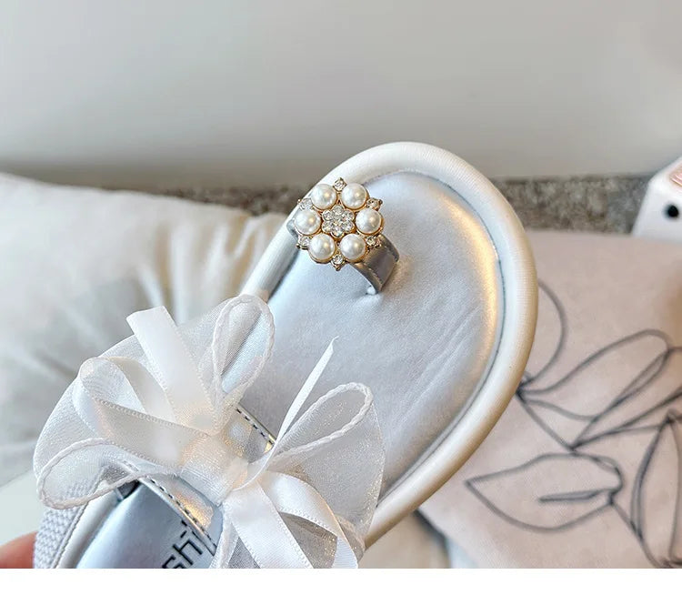 Girls' Elegant Sandals - Versatile & Stylish For Indoor/Outdoor, Beach-Ready Princess Shoes With Beaded Tassels, Breathable & Li
