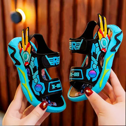 Upgraded Boys Sandals Soft Sole Anti Slip Sandal Cartoon Outwear Small and Medium Sized Children Beach Sandals