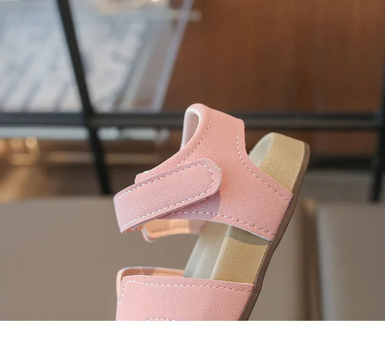 Boys Girls Sandals PU Suede Soft Beach Shoes For Children Casual Hook Loop Anti Slip Kids Sandals