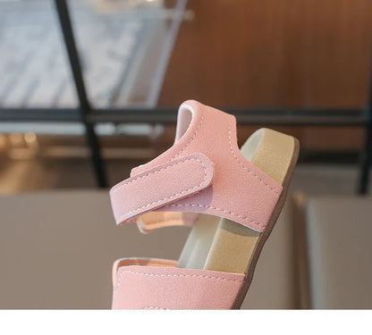Boys Girls Sandals PU Suede Soft Beach Shoes For Children Casual Hook Loop Anti Slip Kids Sandals