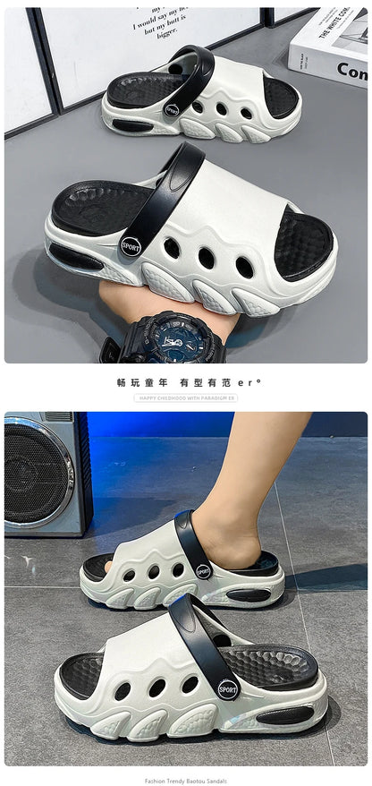 Soft-soled slippers Boys 2025 summer new two-wear children's flip-flops sandals girls breathable non-slip beach shoes