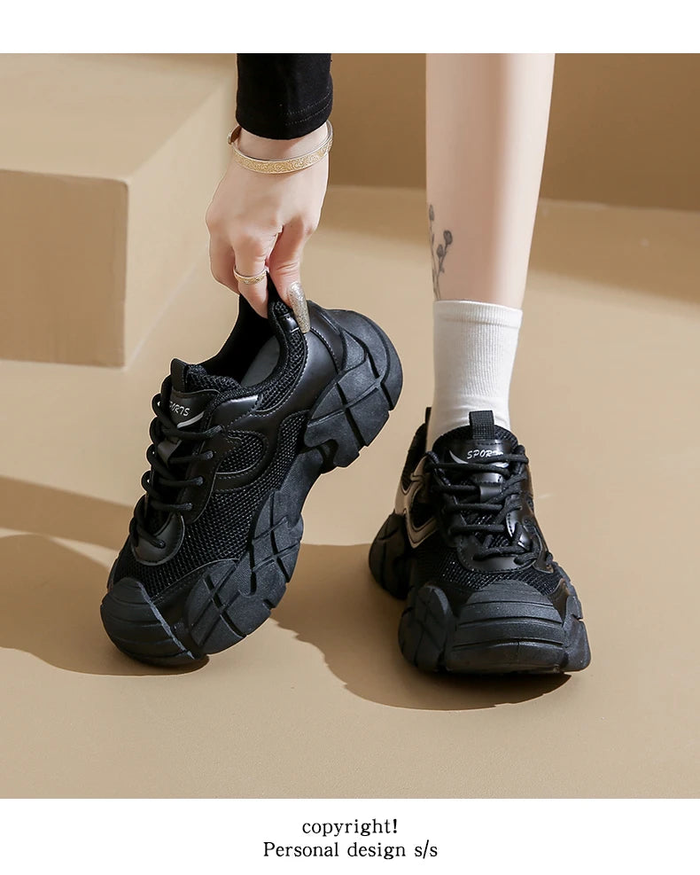 Women Platform Sneakers Lace Up Running Sports Shoes Soft Breathable Tennis Sneakers Casual Outdoor Comfortable Shoes For Female