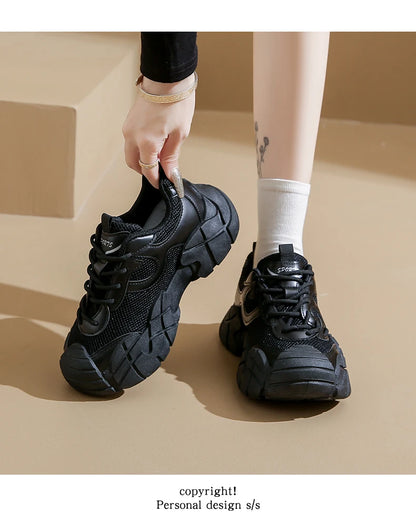 Women Platform Sneakers Lace Up Running Sports Shoes Soft Breathable Tennis Sneakers Casual Outdoor Comfortable Shoes For Female