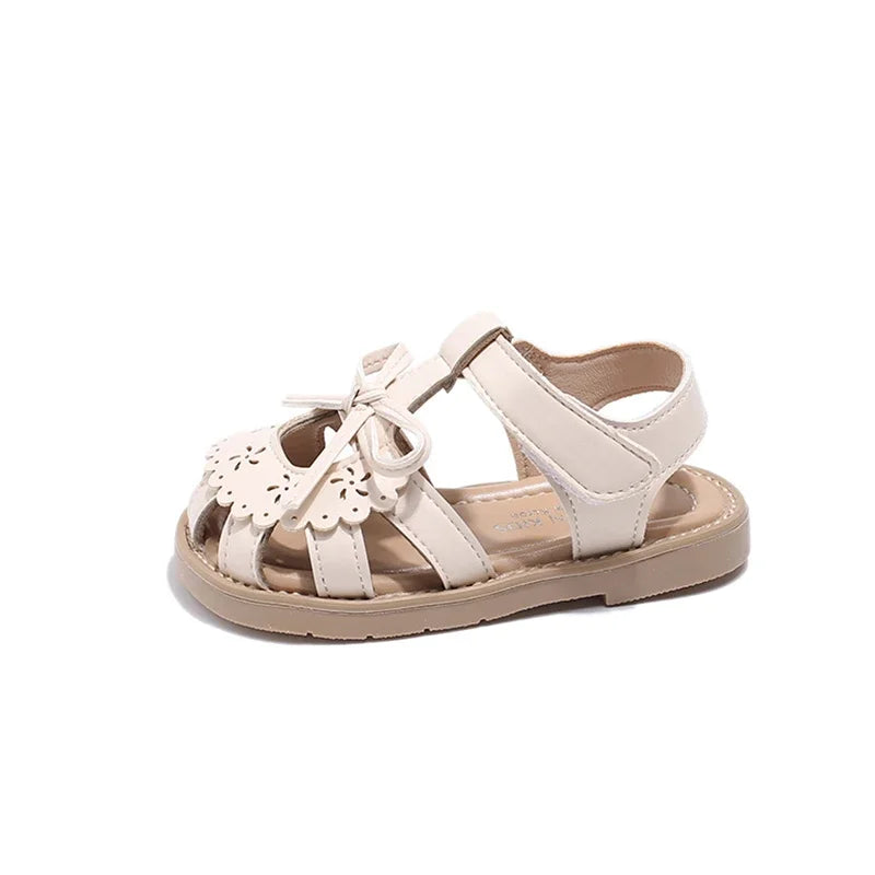 Summer Baby Girls Sandals Cut-Outs Lace Princess Shoes Children Sandals Anti Slip Soft Sole Toddler Kids Beach Shoes Size 21-30