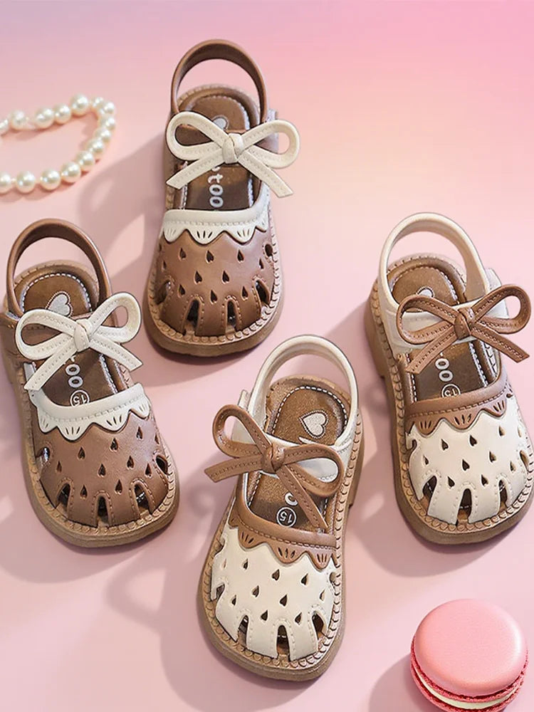 Baby sandals girls princess step shoes summer new baby shoes toe wrap kids cute