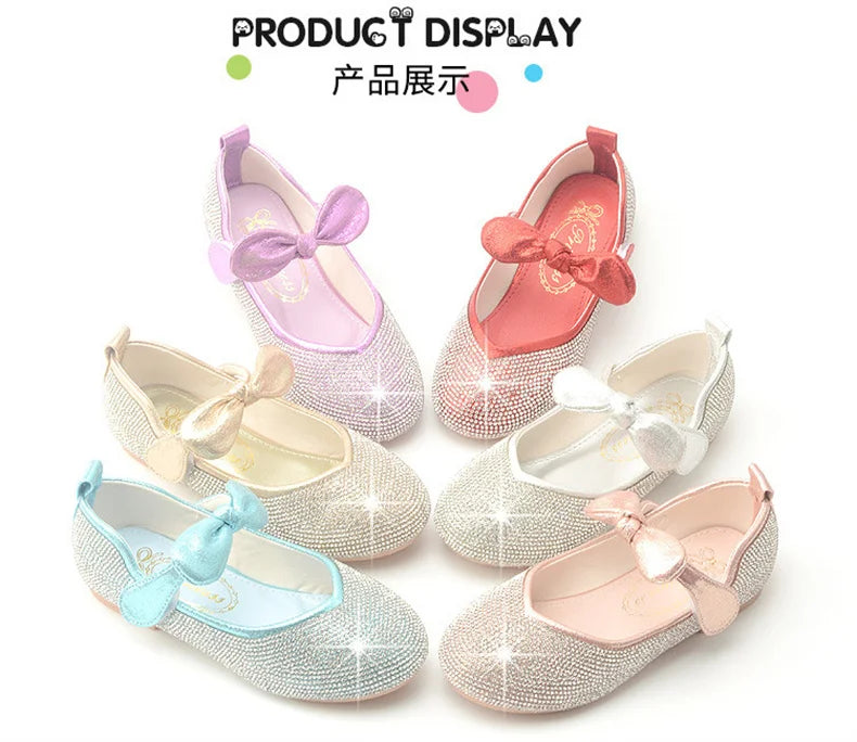 Girls Wedding Shoes Glitter New Brand Flat Heels Children Princess Sandals Dance Kids Fashion Party Shoes with Pearl