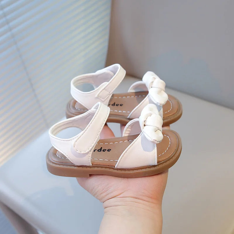 Girls Princess Sandals with Bow-knot Fashion Classic Baby Kids Beach Shoes Children Summer Sandals Simple Size 21-30 Hot Sale