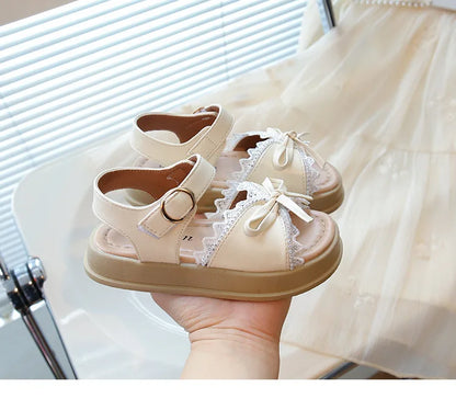 Girls Sandals Sweet Bow Toddler Kids Princess Beach Shoes Soft Sole Summer New Children Casual Shoes Breathable Non-slip