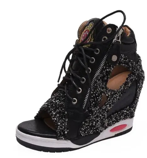 Shoes Womens Sneakers with Platform Woman Shoe Luxury Wedge Heel Basket Autumn Winter Thick Fashion High Casual Running Low help