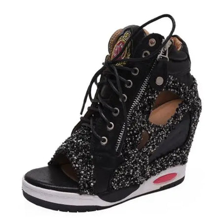 Shoes Womens Sneakers with Platform Woman Shoe Luxury Wedge Heel Basket Autumn Winter Thick Fashion High Casual Running Low help