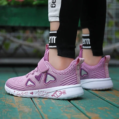 Girls Casual Shoes Children Light Mesh Sneakers Kids Summer Autumn Tenis Cute Sport Cartoon Running Sock Footwear Female