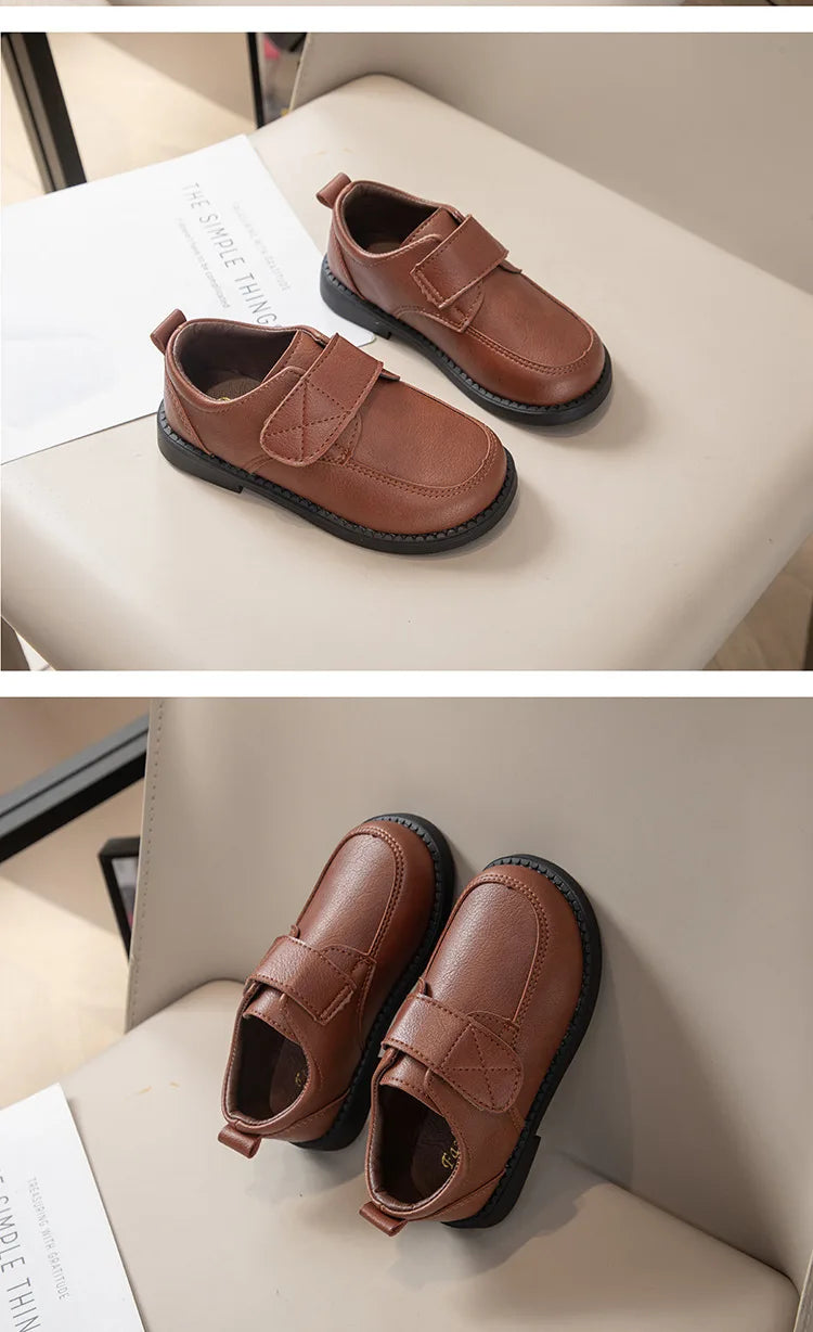 Boys Leather Shoes New Fashion Kids Causal School Formal Flat Shoes Black Brown Simple Performance Children Uniform Shoes