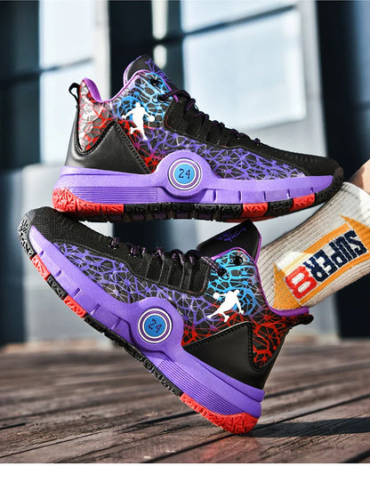 Hot Sale Cheap High Basketball Sneakers Men Women Fashion Printed Basketball Trainers Baskets Outdoor Platform Sport Shoes Boys