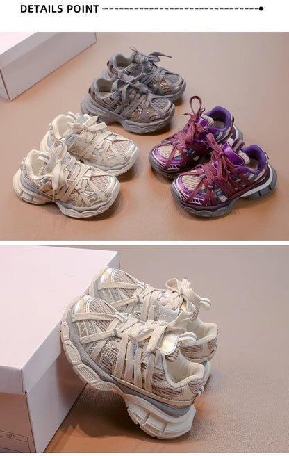 Children's Sneakers Chunky New Girls Basketball Shoes Fashion Versatile Kids Causal Boys Sports Shoes for School Breathable