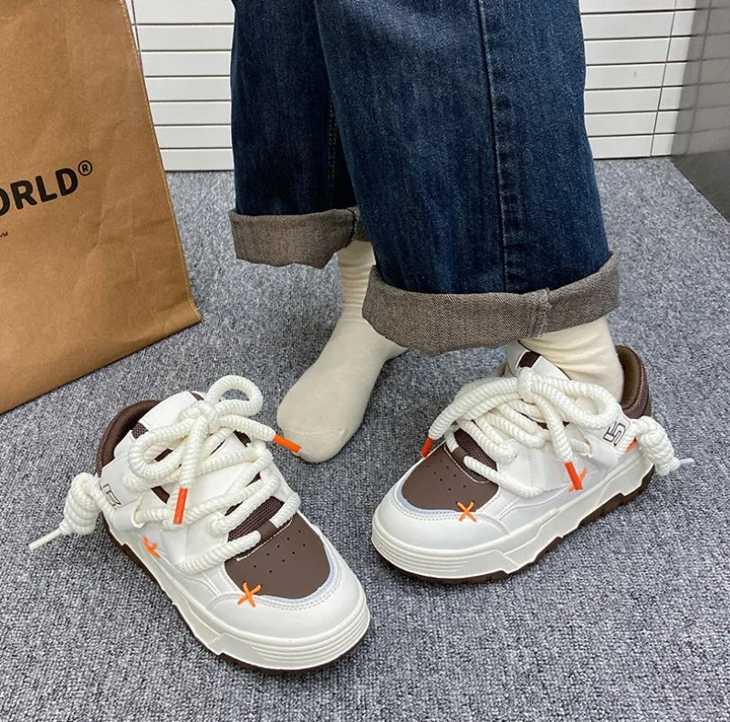 Trendy Women's Men Chunky Sneakers Versatile Casual Thick Soled Board Shoes Female Little White Shoes Walking Shoe Hombre Mujer