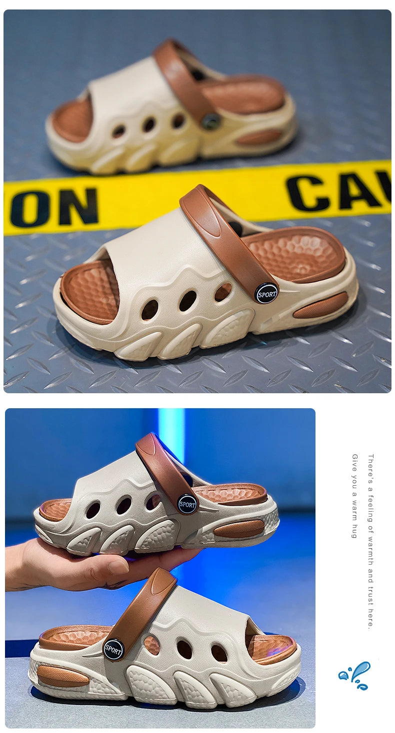 Soft-soled slippers Boys 2025 summer new two-wear children's flip-flops sandals girls breathable non-slip beach shoes