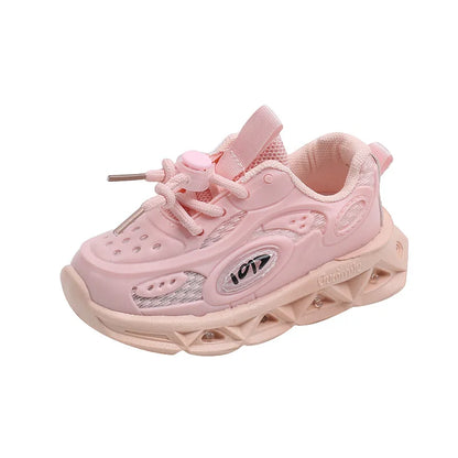 Boys New Cartoon Sneakers Children Baby  Spring Breathable Mesh LED Luminous Sports Shoes Kids Casual Autumn Light Up Shoes