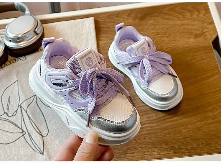 Students Sneakers Soft Sole Girls Running Shoes Mesh Breathable New Fashion Toddle Children Sports Shoes Non-slip Trendy