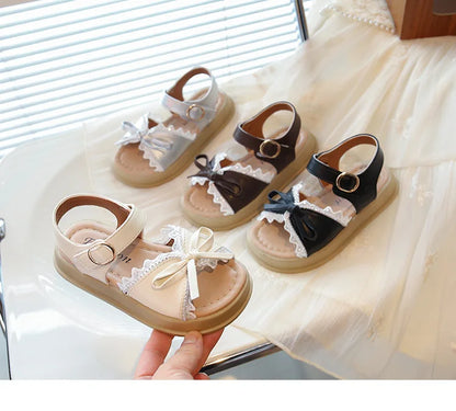 Girls Sandals Sweet Bow Toddler Kids Princess Beach Shoes Soft Sole Summer New Children Casual Shoes Breathable Non-slip