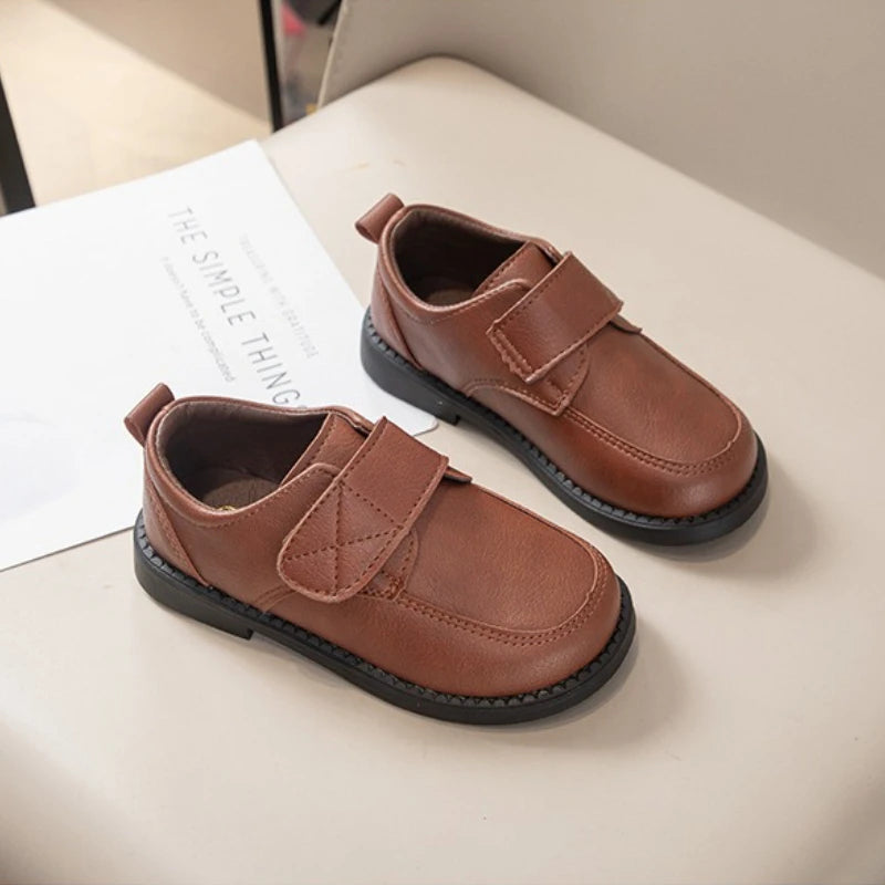 Boys Leather Shoes New Fashion Kids Causal School Formal Flat Shoes Black Brown Simple Performance Children Uniform Shoes