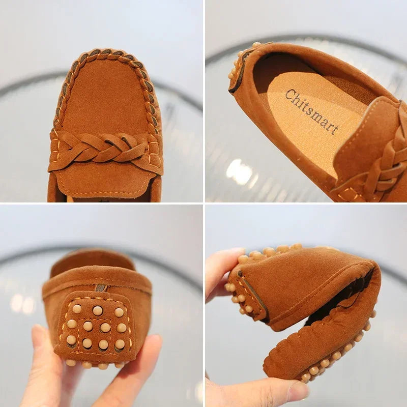 Boys Leather Shoes Fashion Kids Flats Loafers Slip-on Moccasins Classic Children Party Shoes 2024 Spring Autumn Soft Breathable