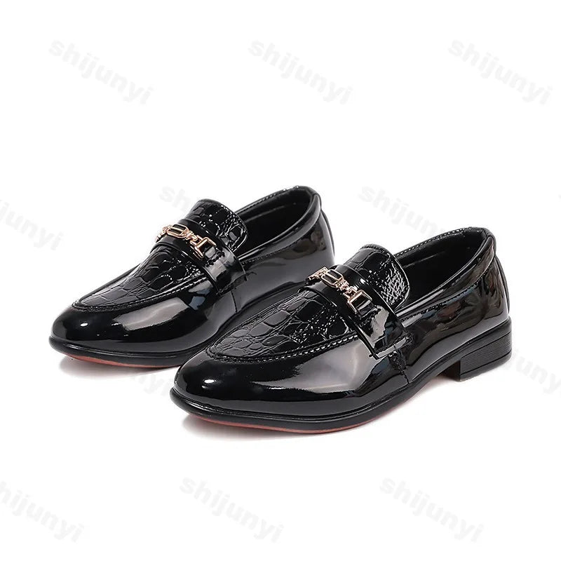Children Leather Shoes Boys Formal Shoes Black Classic Point Toes Soft Bottom Spring Autumn British Style Kids Flat Shoes