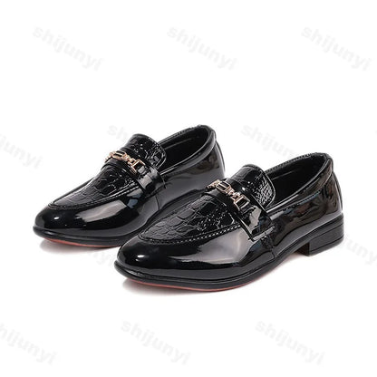 Children Leather Shoes Boys Formal Shoes Black Classic Point Toes Soft Bottom Spring Autumn British Style Kids Flat Shoes