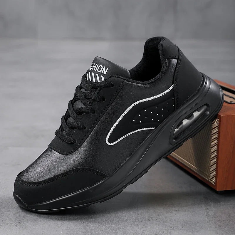 New Women's Fashionable Sneakers Leather Women's Casual Shoes Lace Up Flat Shoes Ladies Lightweight Fitness Walking Shoes