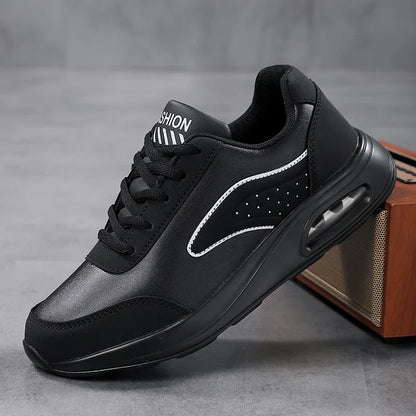 New Women's Fashionable Sneakers Leather Women's Casual Shoes Lace Up Flat Shoes Ladies Lightweight Fitness Walking Shoes