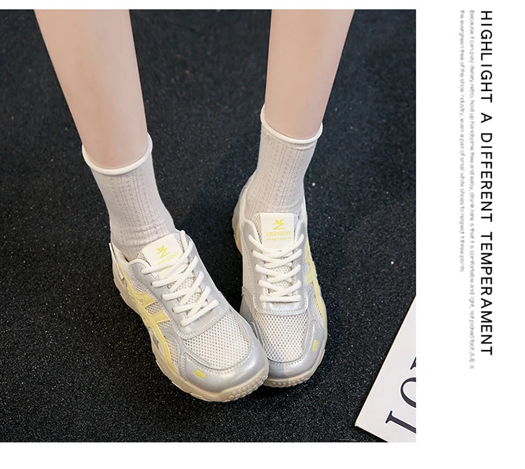 Women's Shoes Casual Platform Shoes Women Round Toe Lace-Up Tennis Vulcanized Sneakers New Style Korean Couple Elderly Shoes