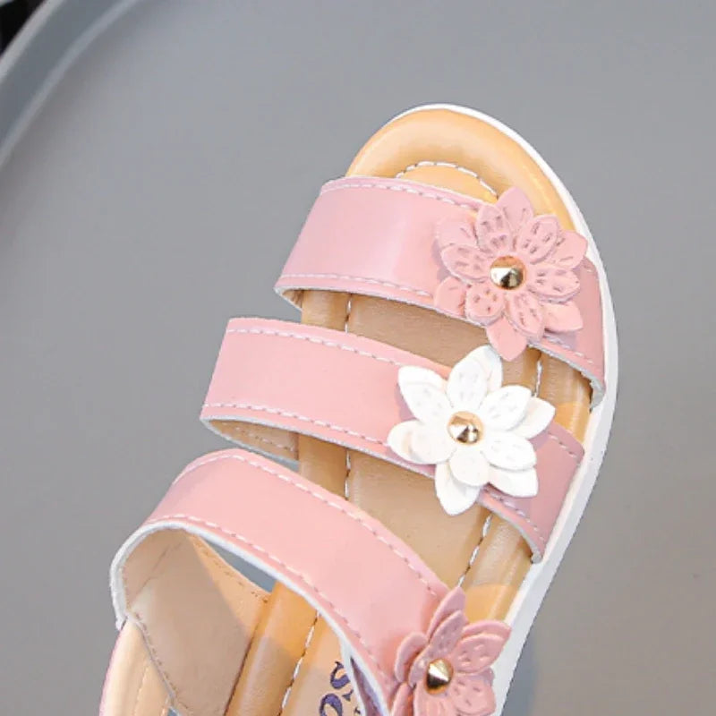 Children's Summer Sandals Sweet Chic Floral Sandals for Pretty Girls Fashion Princess Versatile Kids Wedding Party Flat Sandals
