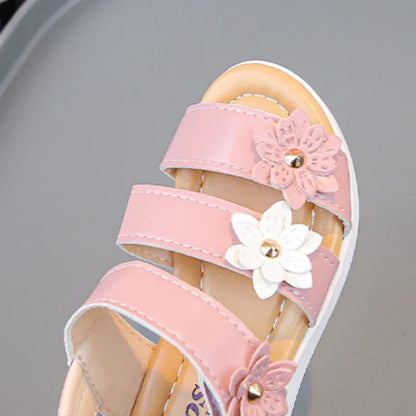 Children's Summer Sandals Sweet Chic Floral Sandals for Pretty Girls Fashion Princess Versatile Kids Wedding Party Flat Sandals