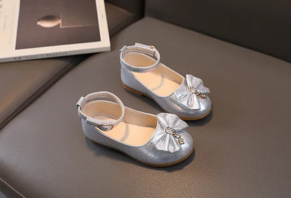 Girls Summer Versatile Rhinestone Fine Glitter Shoes Children Korean Version Bow Princess Sandals Girl Fashion Show Casual Shoes