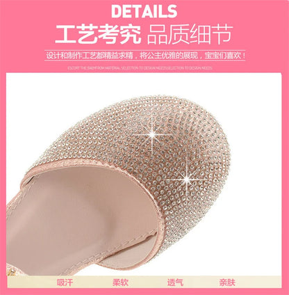 Girls Wedding Shoes Glitter New Brand Flat Heels Children Princess Sandals Dance Kids Fashion Party Shoes with Pearl