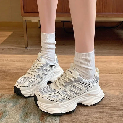 Women Sneakers Autumn Fashion Breathable Casual Shoes Women Mesh Lace Up Comfort Platform Vulcanize Shoes Zapatillas De Mujer