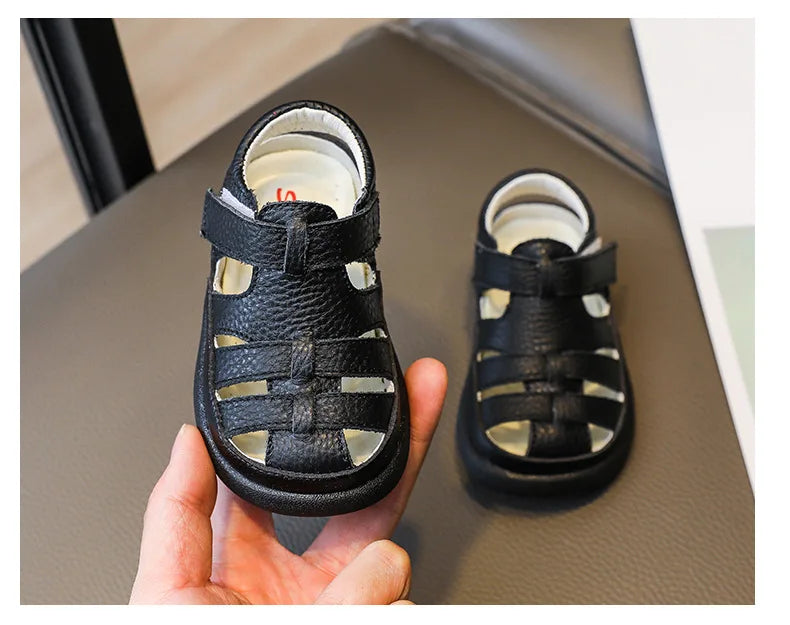 Baby Boys Sandals Girls Casual Shoes Summer Infant Toddler Shoes Anti-Slippery Genuine Leather Sport Beach Sandals for Kids
